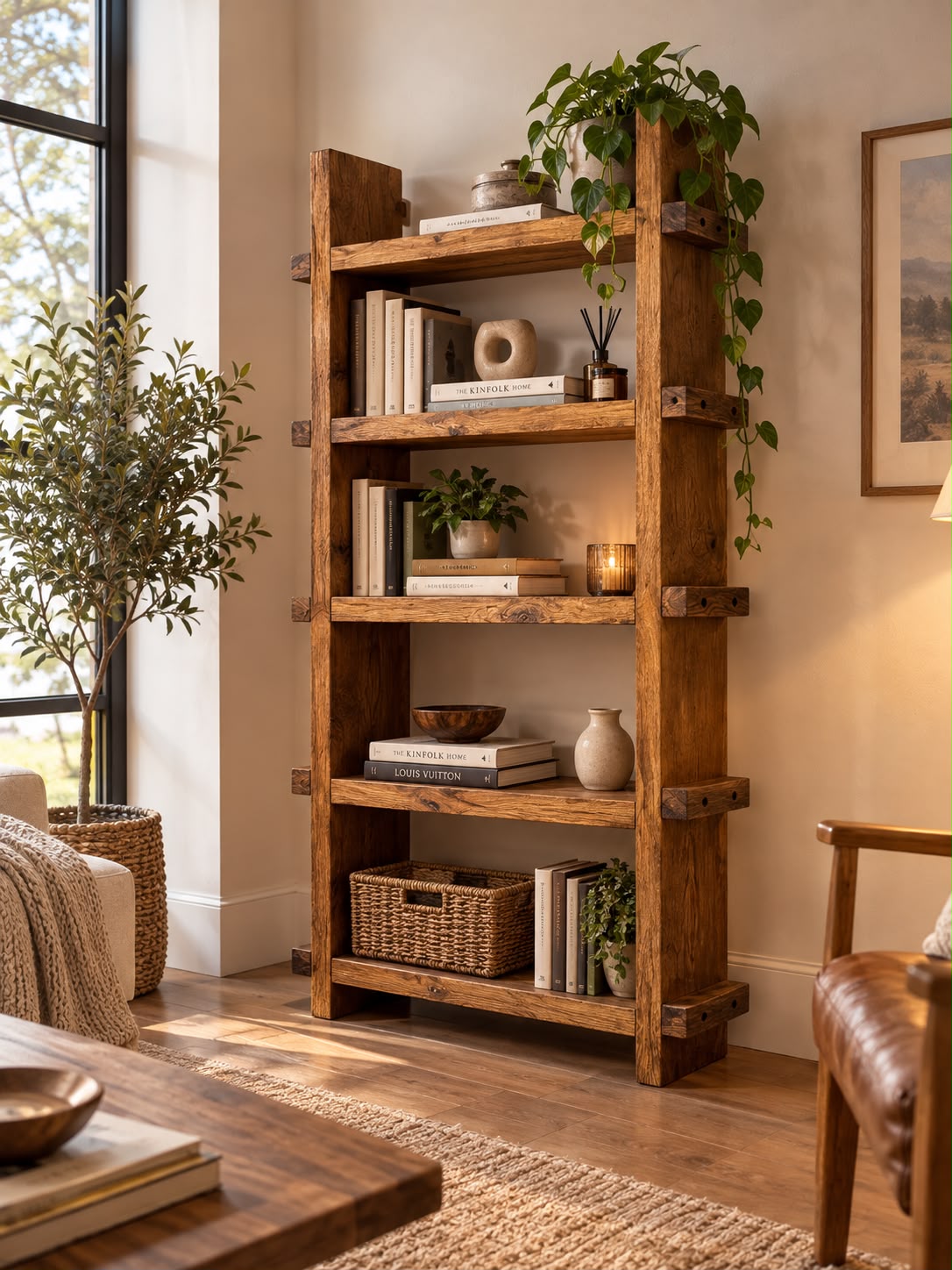 BRİNG THE TİMELESS BEAUTY AND STRENGTH OF THE NATURE İNTO YOUR HOME WİTH OUR HANDCRAFTED SOLİD OAK BOOKSHELF